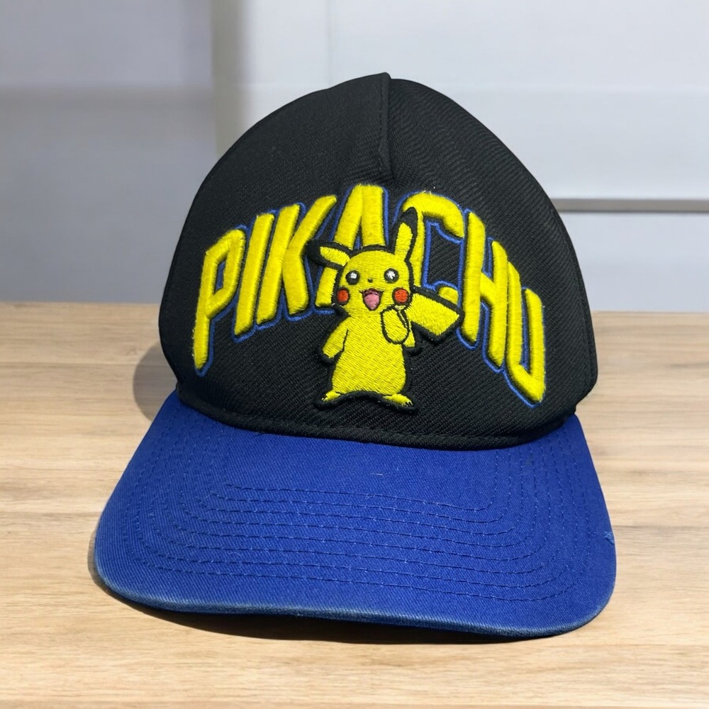 Pokemon Pikachu Snapback Hat Black Blue Embroidered Adjustable Cap 2017 Nintendo